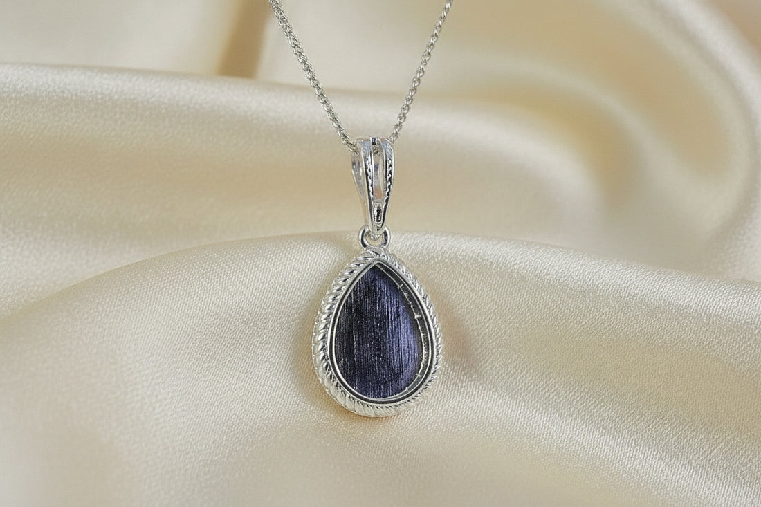 Solid Silver Rope Edge Tear Drop Pendant Blank