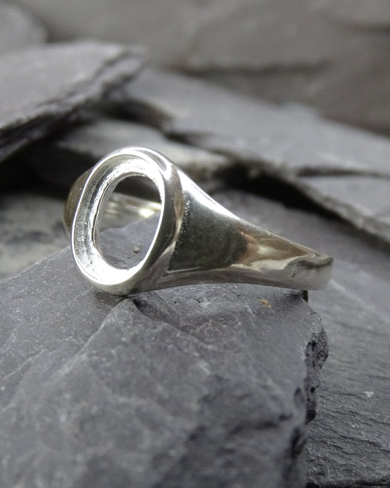 Ladies Unset silver Seal Ring For Setting 8x6 Stone