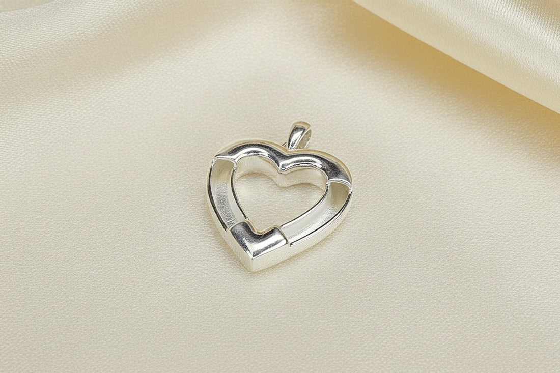 Solid Silver equestrian Heart Pendant stock pin setting For Horse Hair
