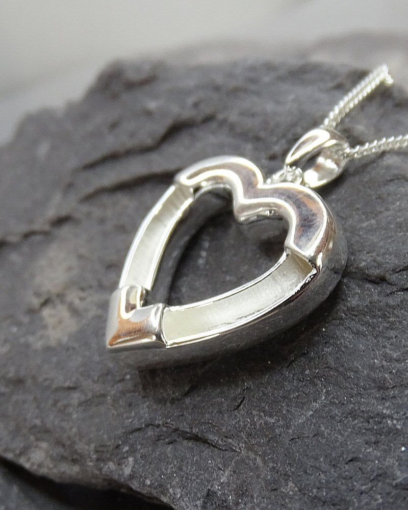 Solid Silver equestrian Heart Pendant setting For Horse Hair