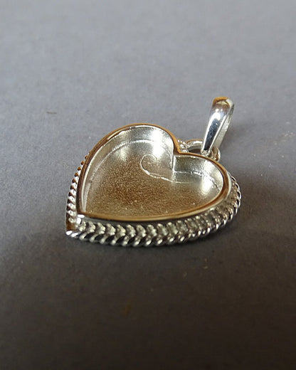 Solid Silver Rope Edge Heart Pendant Suitable For Resin