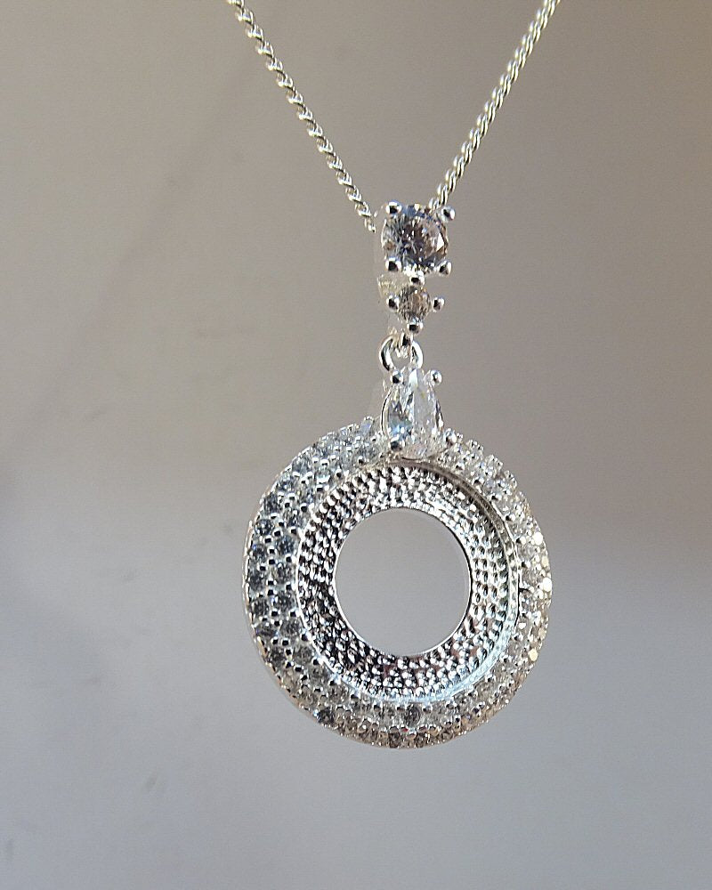 Stunning Silver And cz Pendant To Fit 13mm Cabochon