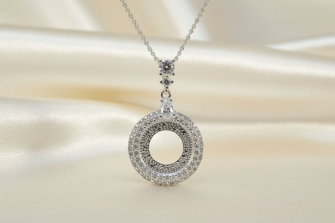 Stunning Silver And cz Pendant To Fit 13mm Cabochon