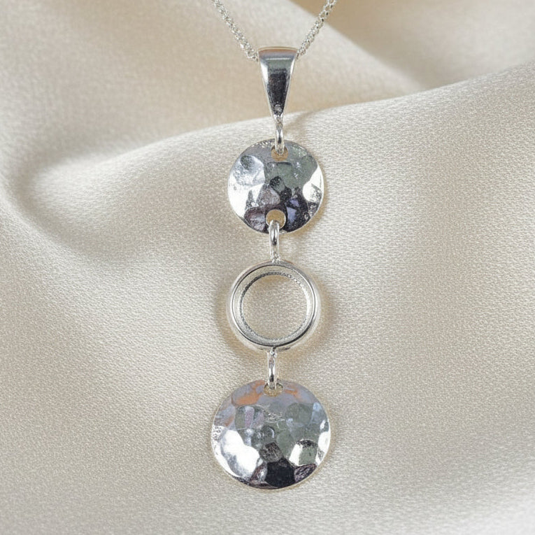 Long Silver Pendant Mount For 8mm Cabochon