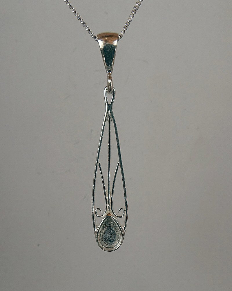 Solid Silver Drop Pendant  For Stones Or Resin