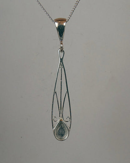 Solid Silver Drop Pendant  For Stones Or Resin