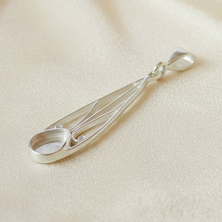 Solid Silver Drop Pendant For Stones Or Resin