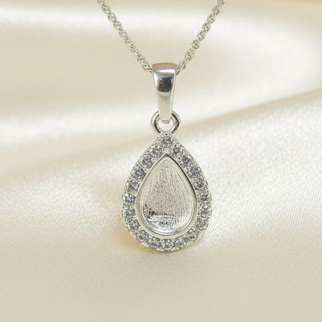 silver teardrop pendant blank
