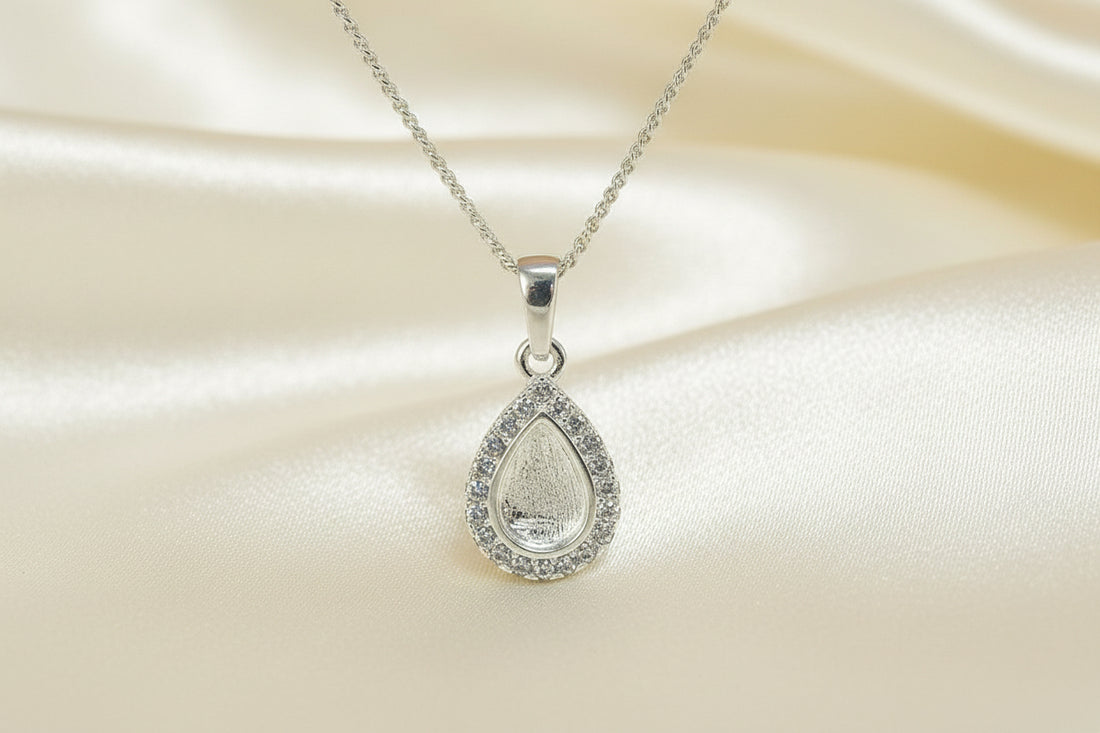 silver teardrop pendant blank