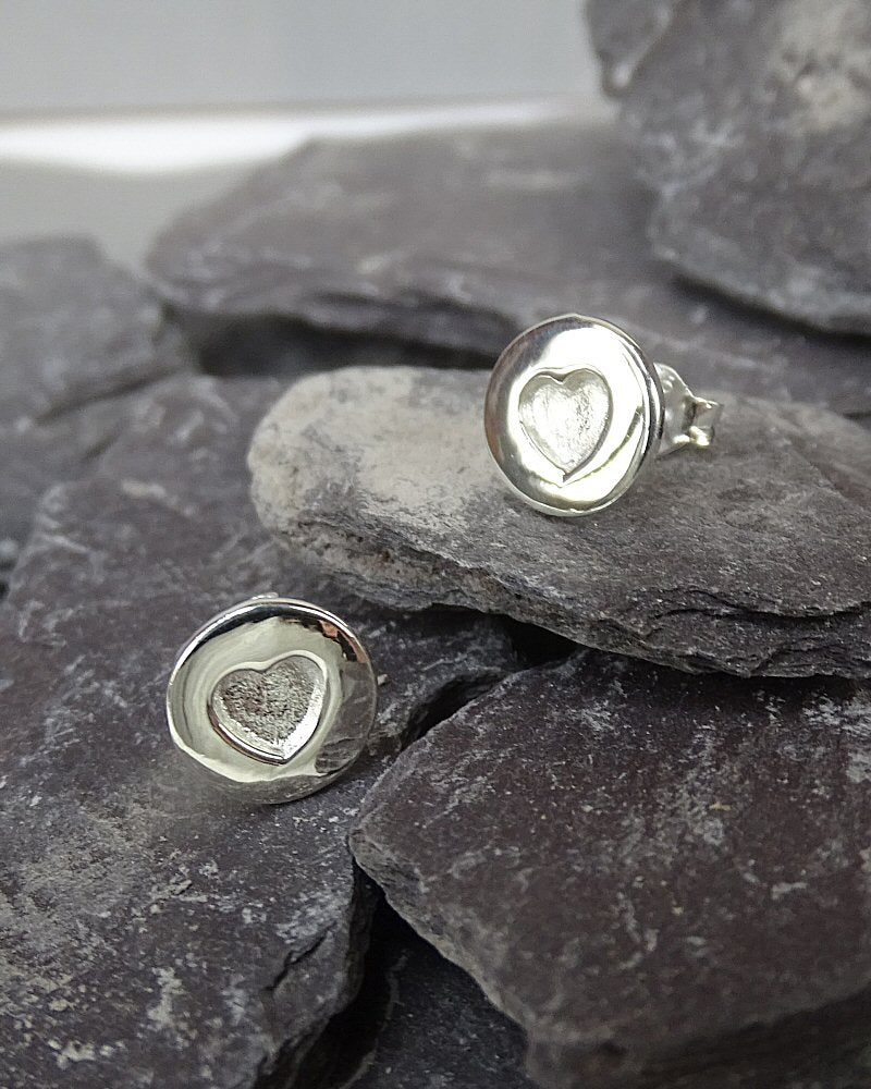 Simple Silver Heart Stud Blanks Suitable  For Resin