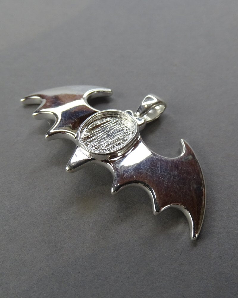 Solid Silver Bat Pendant For 10x8 Cabochon Or Resin