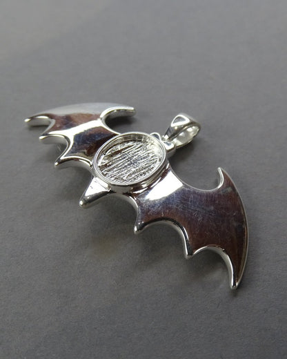 Solid Silver Bat Pendant For 10x8 Cabochon Or Resin
