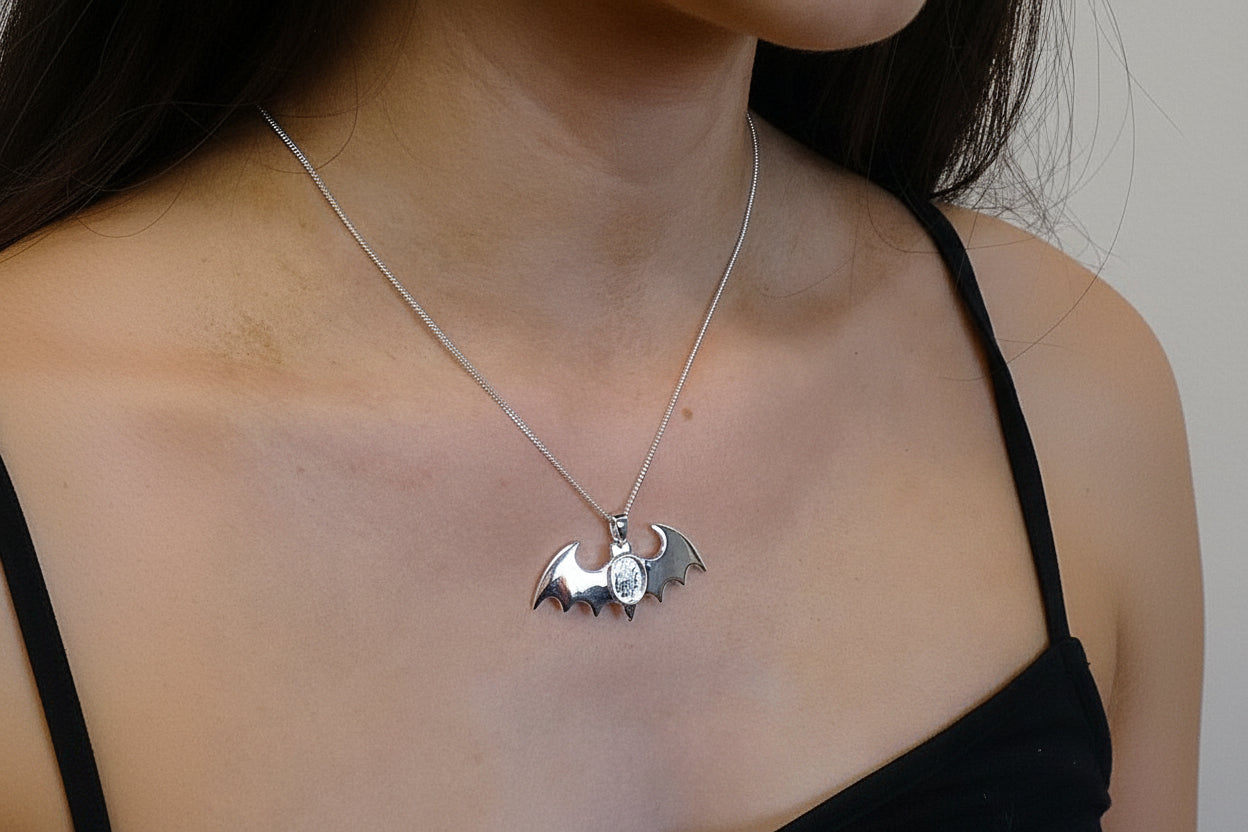 Solid Silver Bat Pendant For 10x8 Cabochon Or Resin