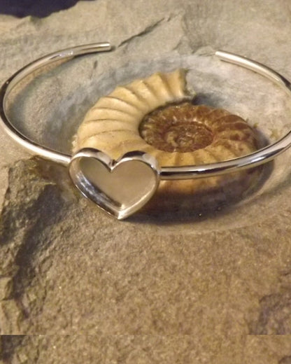 Silver Solid Back Heart Bangle Setting Great with Resin