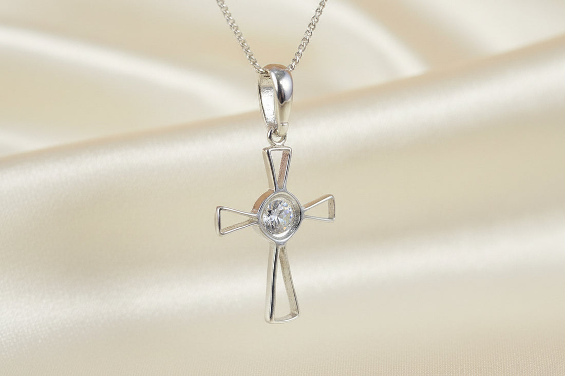silver cross setting for resin or cabochon
