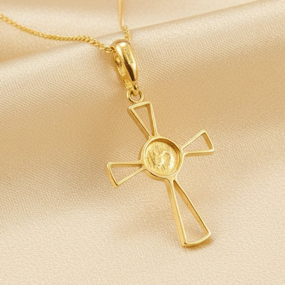 Solid Gold Open Cross To Fit 5mm