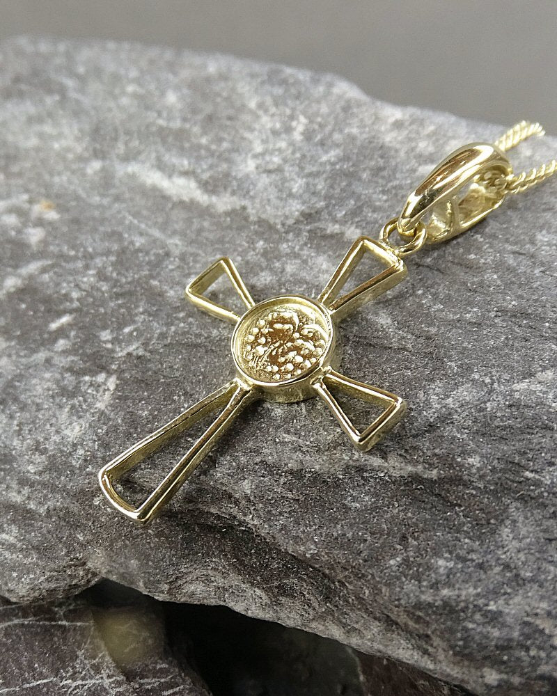 Solid Gold Open Cross To Fit 5mm