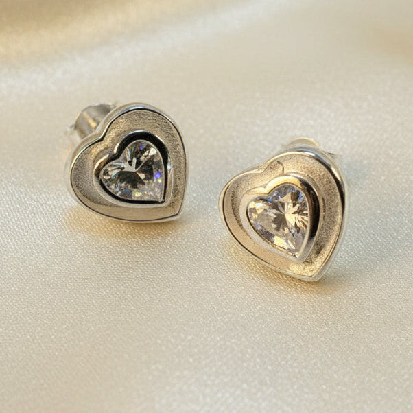 Solid Silver Heart CZ Earrings Perfect For Resin