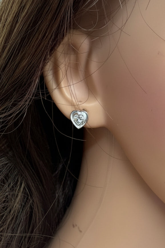 Solid Silver Heart CZ Earrings Perfect For Resin