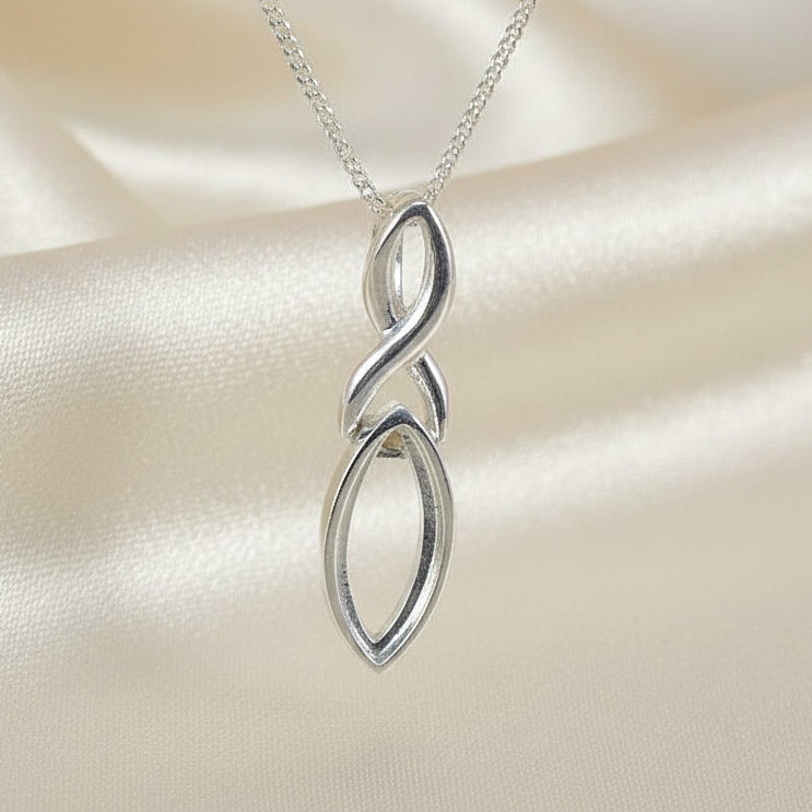 Unset silver marquise pendant mount for 14x7