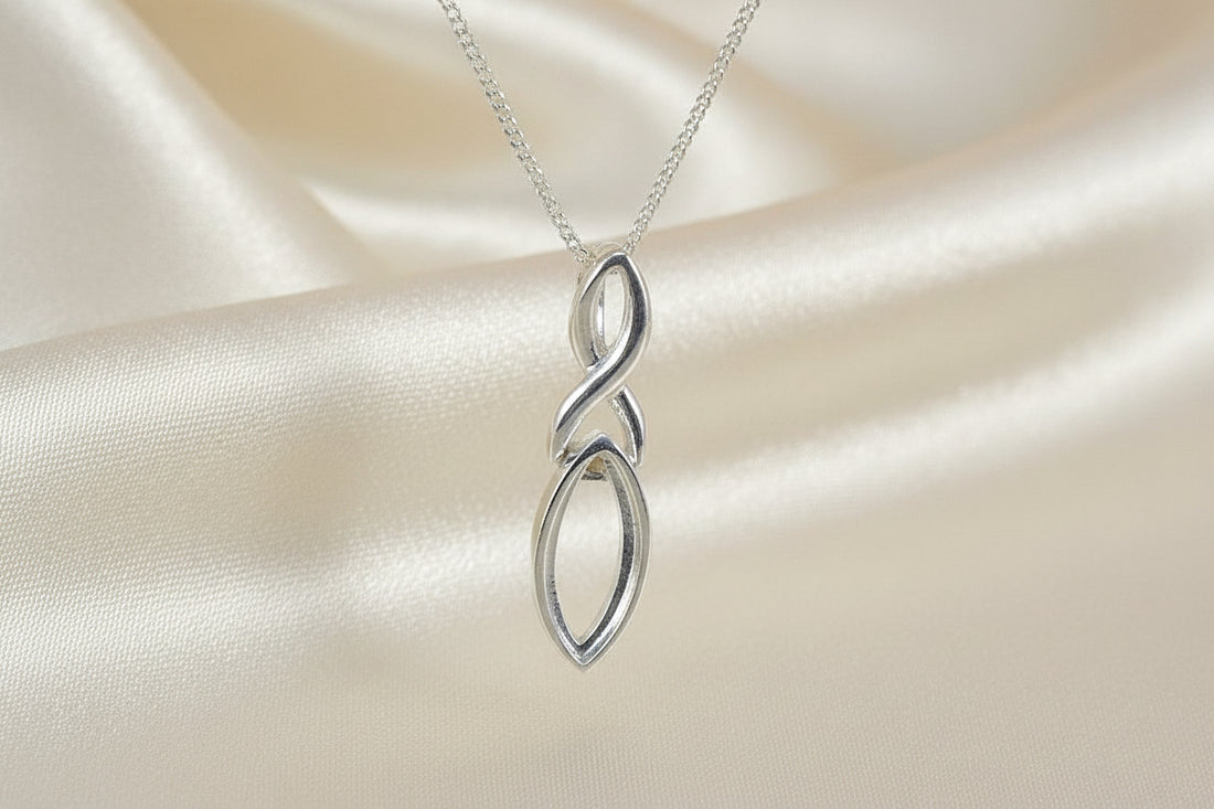 Unset silver marquise pendant mount for 14x7