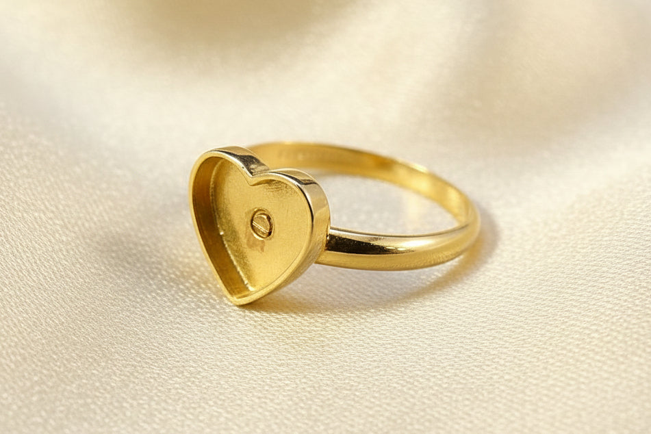 Solid Gold Heart Ring Suitable For Resin