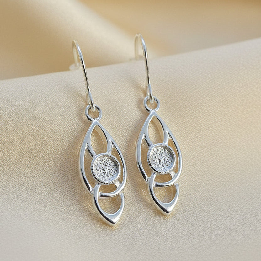 Silver Celtic Earrings For 4mm Cabochon
