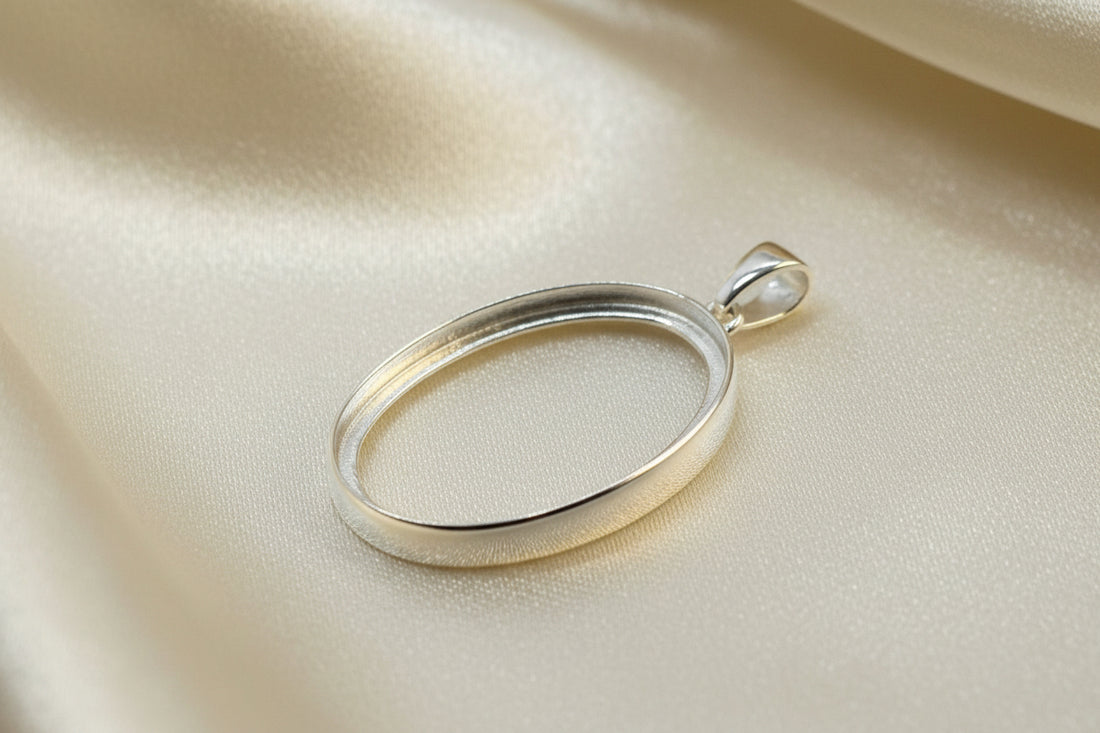 Double Sided Silver Pendant Bezel For Two Stones