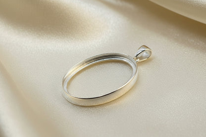 Double Sided Silver Pendant Bezel For Two Stones