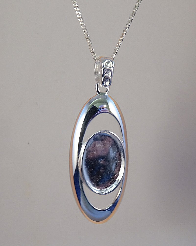 14x10 Silver Hoop Pendant for Resin or Gemstone