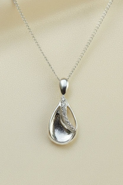 Solid silver teardrop shape pendant blank suitable for resin