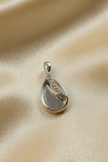Solid silver teardrop shape pendant blank suitable for resin