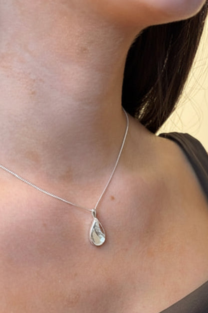 Solid silver teardrop shape pendant blank suitable for resin