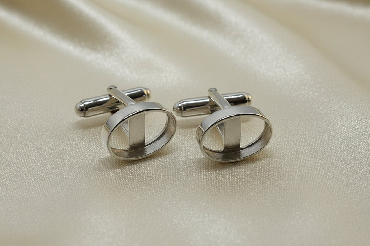 14x10 Silver Cufflink Settings Without Stones