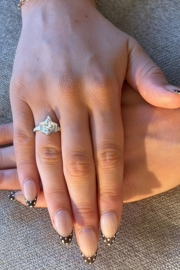 Solid silver 925 ring blank with marquise cz specially for resin