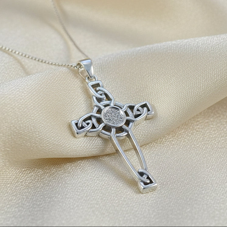 Silver Celtic Cross Unset For 5mm Stone
