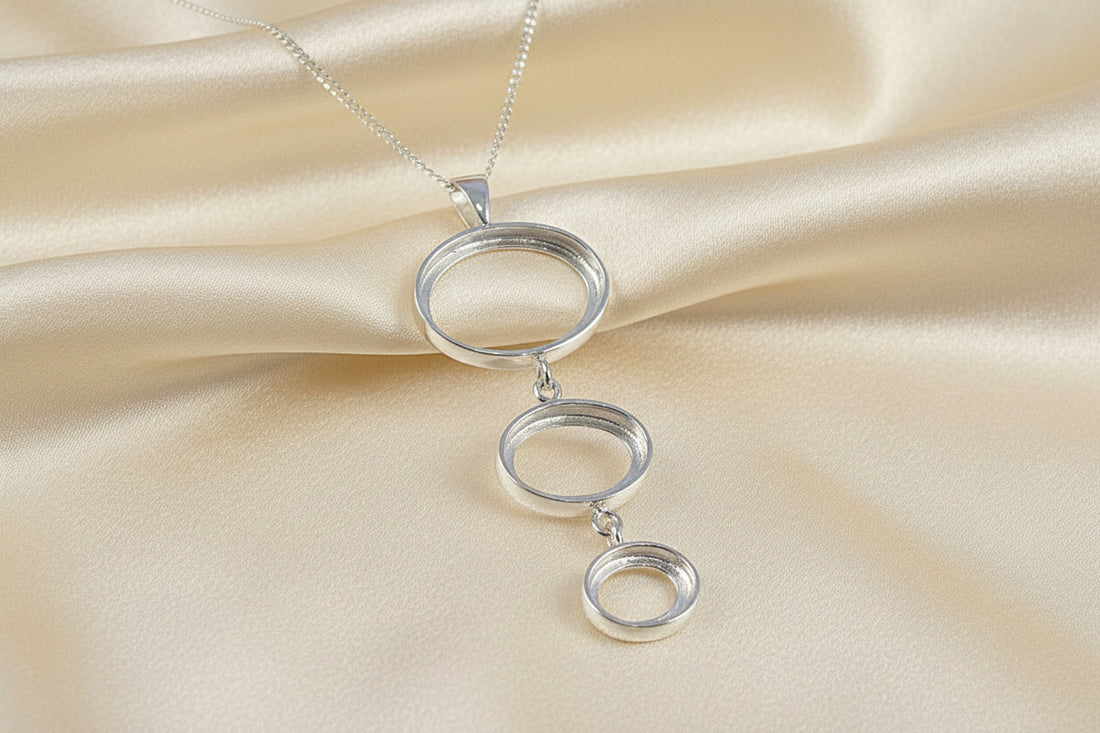 Three Stone Pendant Mount To Set Your Own Stones 18x13 14x10 10x8