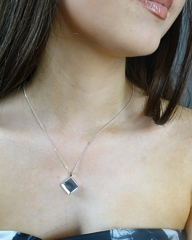 Silver Square Pendant Mount For Resin Or 14.5mm Stone
