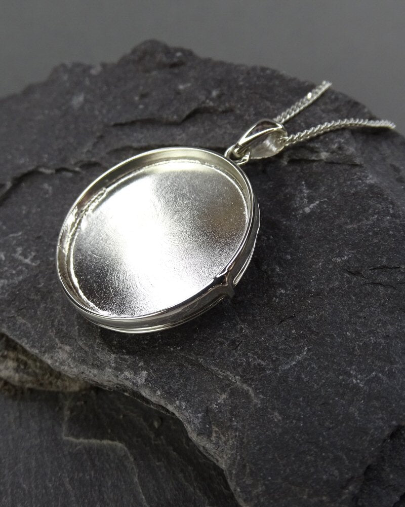 Silver Locket Setting With Bezel For Stone Or Resin 23mm