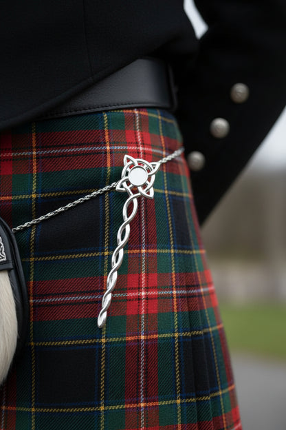 Solid silver Celtic kilt pin for 8x6 cabochon or resin
