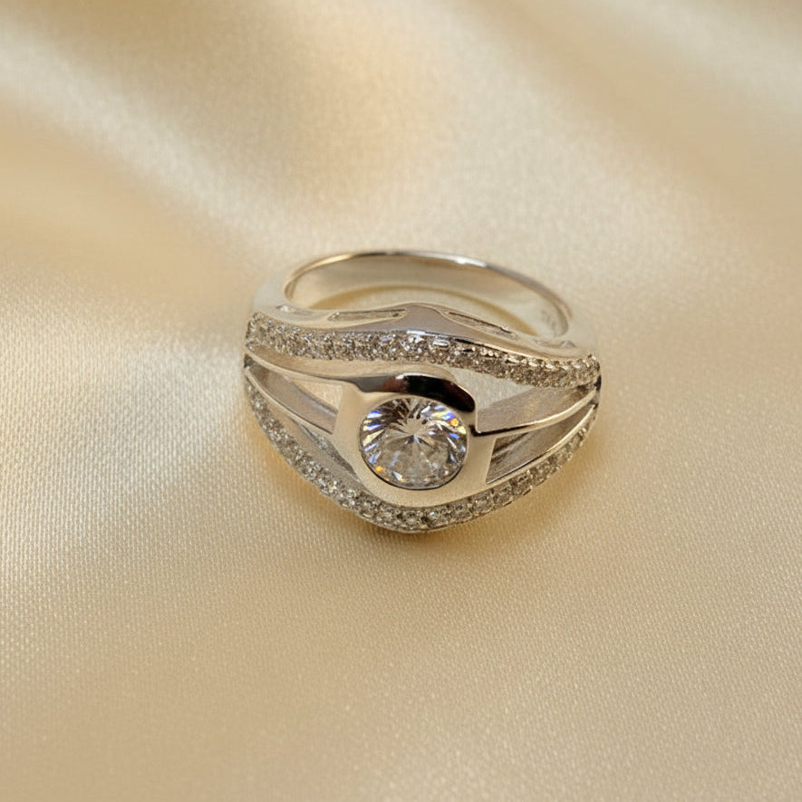 Stunning Silver Ring With CZ  Specially For Ashes
