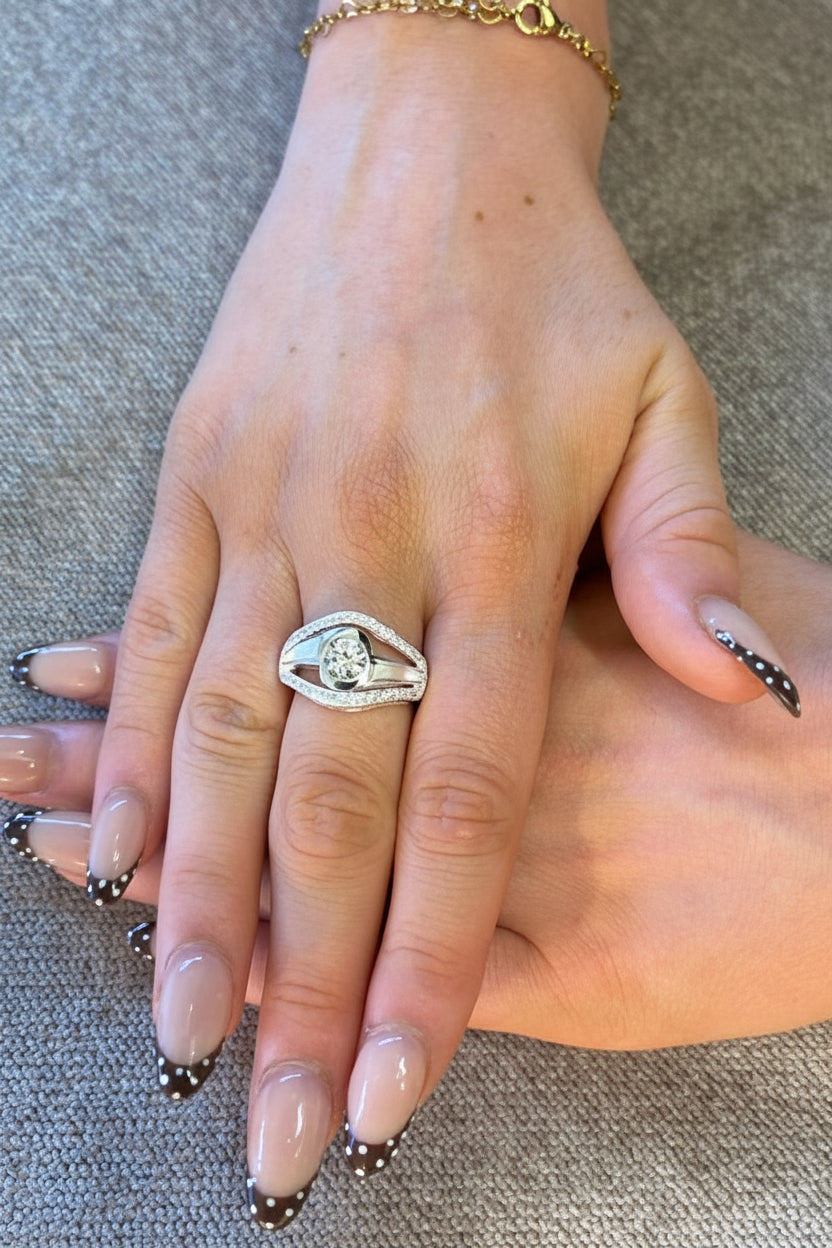 Stunning Silver Ring With CZ  Specially For Ashes