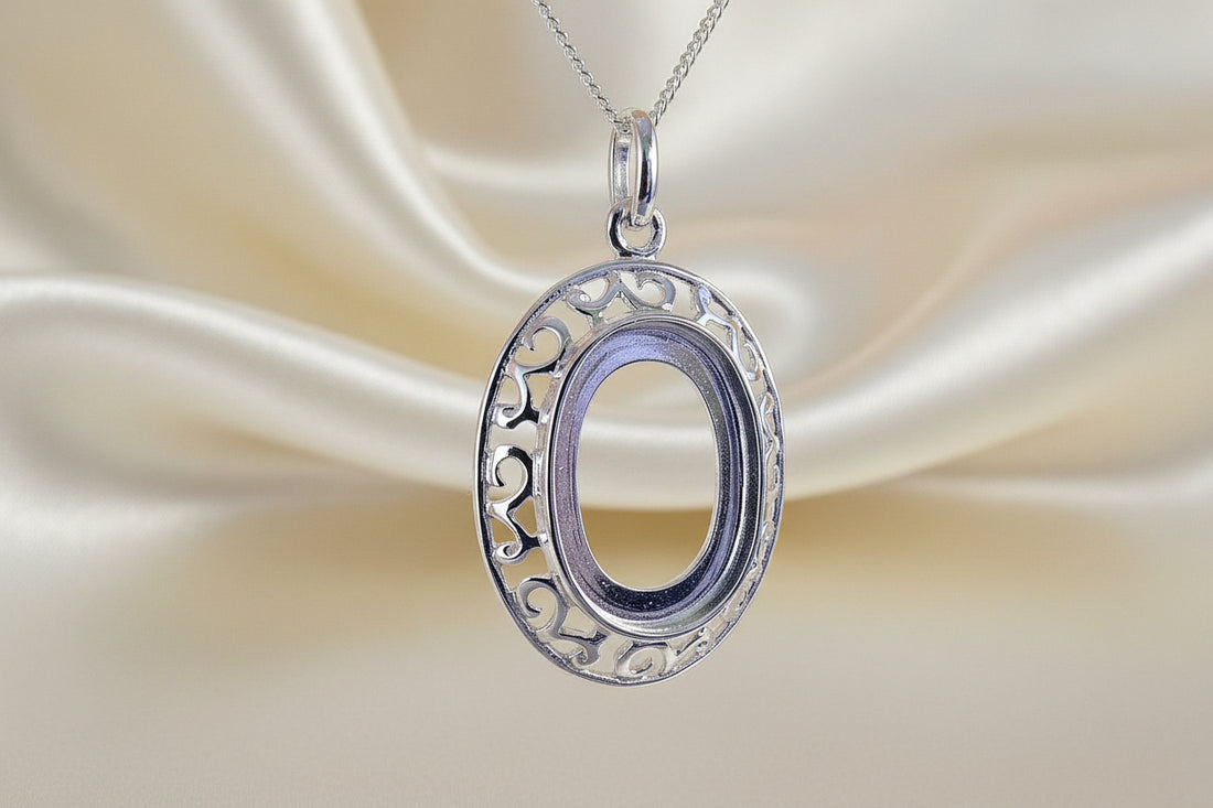 Silver Jewellery Pendant Setting To Fit 18x13 Stone