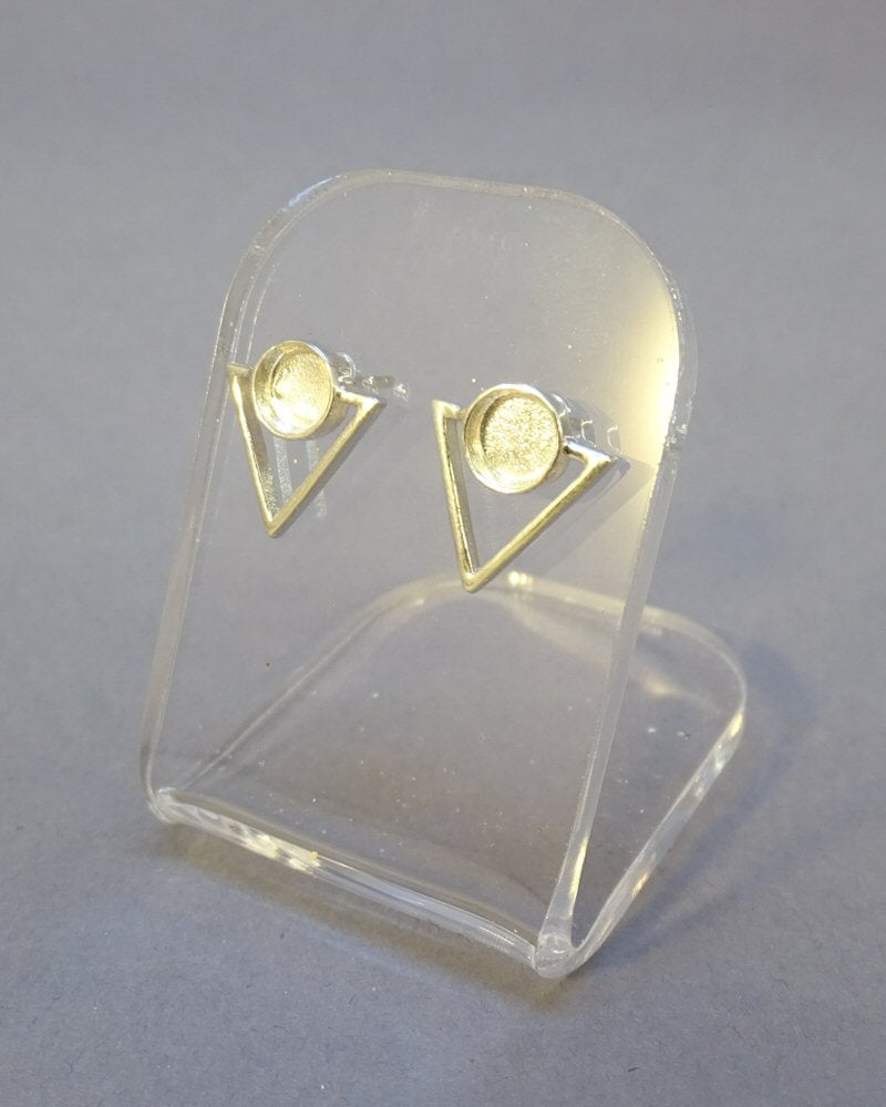 Silver Triangle Studs Settings To Fit 5mm Cabochon