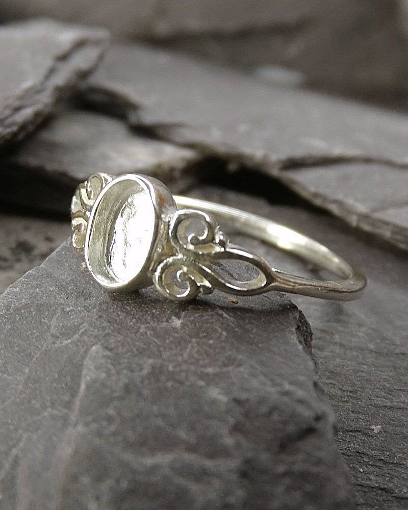 Unset Silver Ring Setting For 6x4 Stone