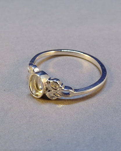 Unset Silver Ring Setting For 6x4 Stone