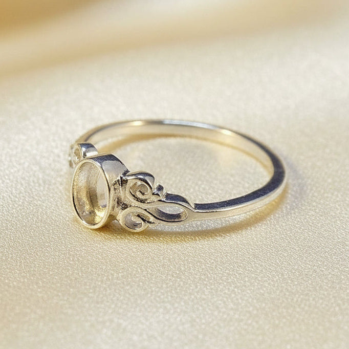 Unset Silver Ring Setting For 6x4 Stone