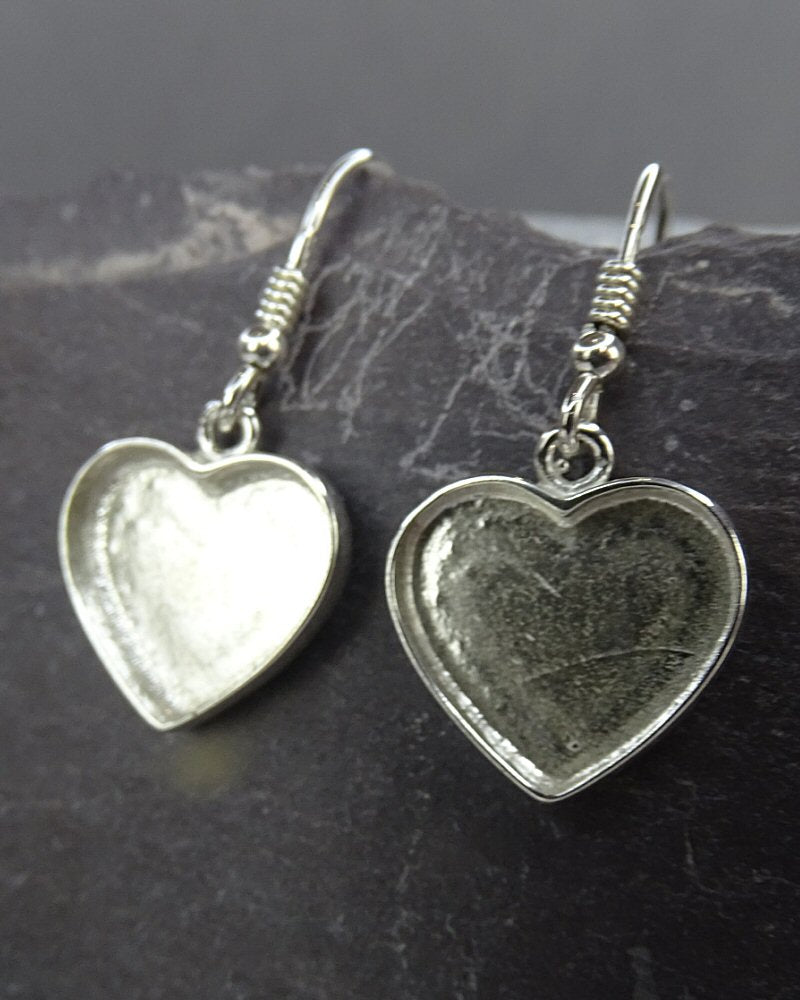 Stunning Silver Heart Drop Earrings Perfect For Resin