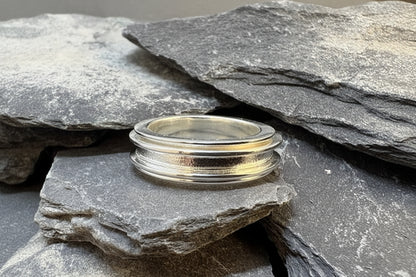 Gents Solid Silver Spinning Fidget Channel Ring