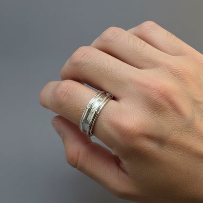 Gents Solid Silver Spinning Fidget Channel Ring